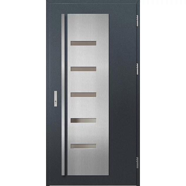 Oceľové vchodové dvere - AMBERG 2 - Antracit Štruktúra, Label Inox Oceľové vchodové dvere ERKADO - AMBERG 2 - Antracit Štruktúra, Label Inox