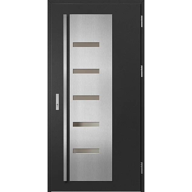 Oceľové vchodové dvere - AMBERG 2 - Čierna, Label Inox Oceľové vchodové dvere ERKADO - AMBERG 2 - Čierna, Label Inox