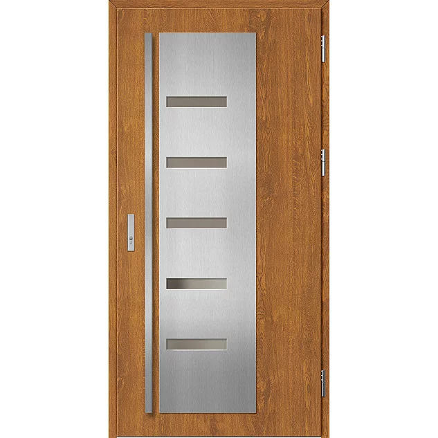 Oceľové vchodové dvere - AMBERG 2 - Zlatý dub, Label Inox Oceľové vchodové dvere ERKADO - AMBERG 2 - Zlatý dub, Label Inox