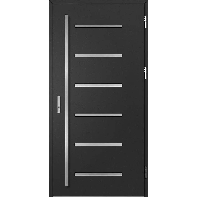 Oceľové vchodové dvere ERKADO - BIENE 4 - Čierna, Label Inox