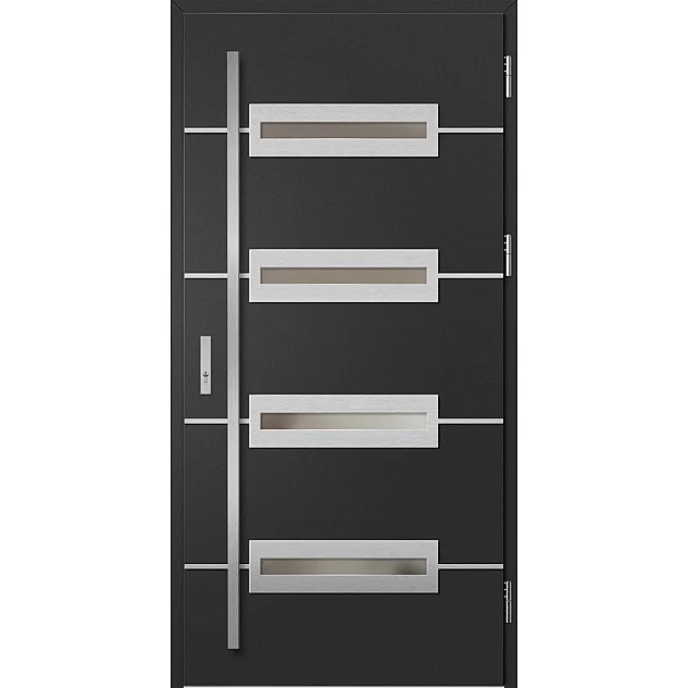 Oceľové vchodové dvere ERKADO - KREBEN 6 - Čierna, Label Inox