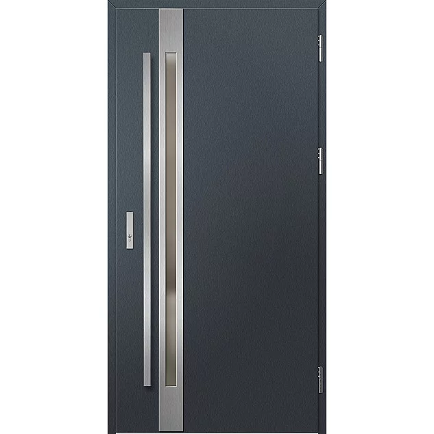 Oceľové vchodové dvere - LANGEN 1 - Antracit Štruktúra, Label Inox Oceľové vchodové dvere ERKADO - LANGEN 1 - Antracit Štruktúra, Label Inox