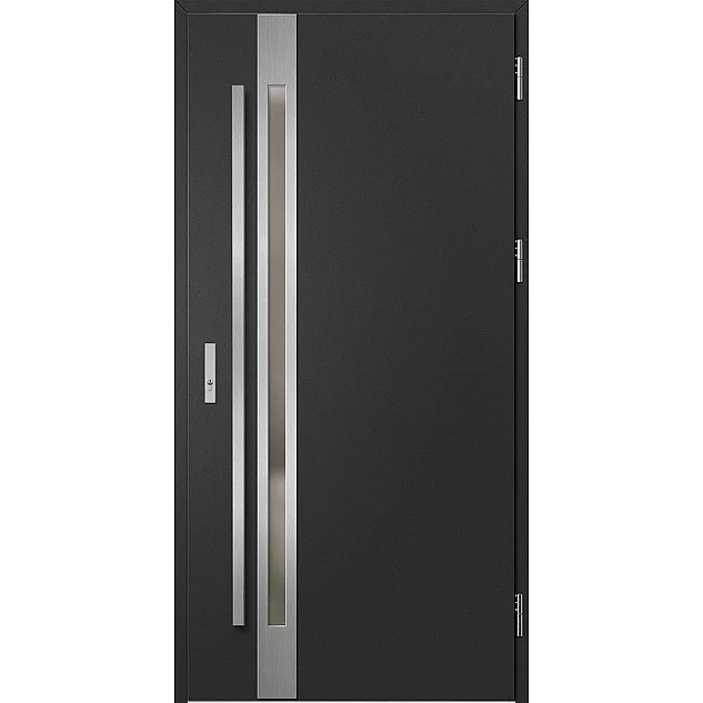 Oceľové vchodové dvere - LANGEN 1 - Čierna, Label Inox Oceľové vchodové dvere ERKADO - LANGEN 1 - Čierna, Label Inox