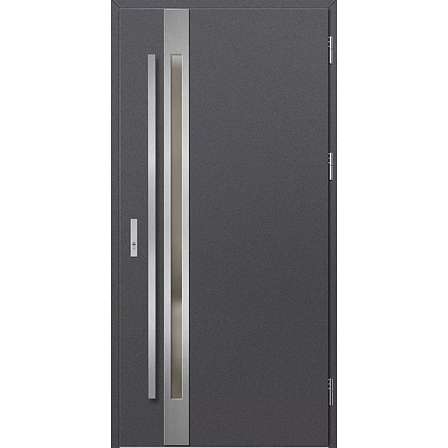 Oceľové vchodové dvere - LANGEN 1 - Hladký Antracit, Label Inox Oceľové vchodové dvere - LANGEN 1 - Hladký Antracit, Label Inox