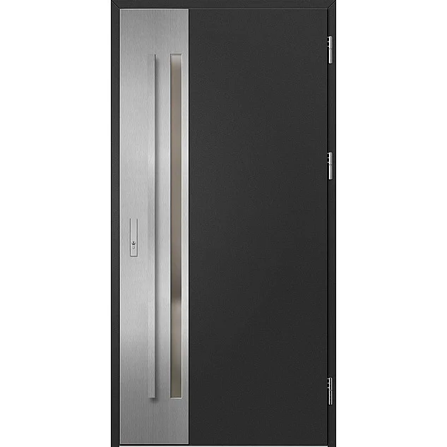 Oceľové vchodové dvere - LANGEN 2 - Čierna, Label Inox Oceľové vchodové dvere ERKADO - LANGEN 2 - Čierna, Label Inox