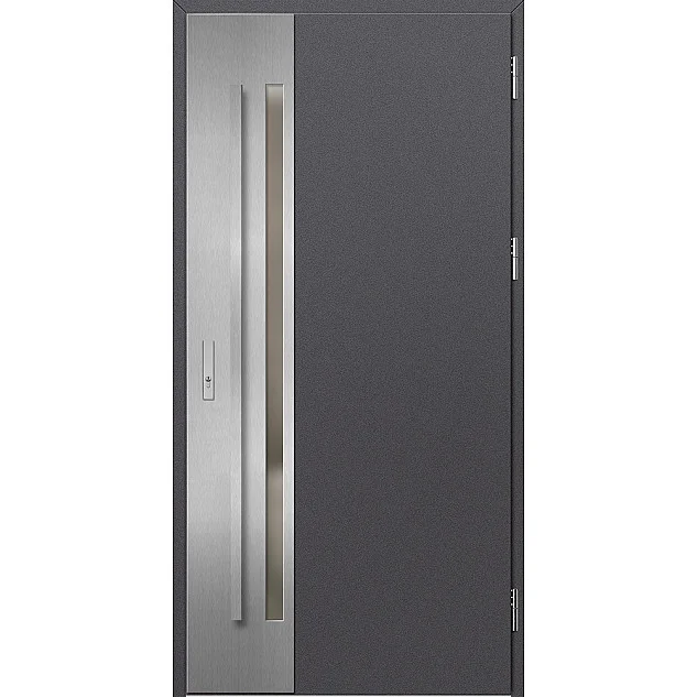 Oceľové vchodové dvere - LANGEN 2 - Hladký Antracit, Label Inox Oceľové vchodové dvere - LANGEN 2 - Hladký Antracit, Label Inox