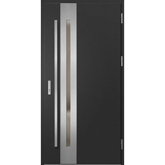Oceľové vchodové dvere - LANGEN 3 - Čierna, Label Inox Oceľové vchodové dvere ERKADO - LANGEN 3 - Čierna, Label Inox