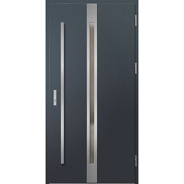 Oceľové vchodové dvere ERKADO - LANGEN 4 - Antracit Štruktúra, Label Inox