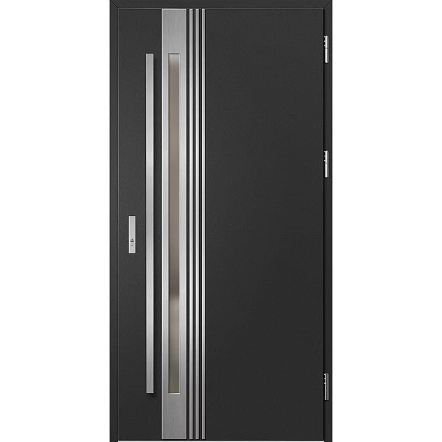 Oceľové vchodové dvere - LANGEN 5 - Čierna, Label Inox Oceľové vchodové dvere ERKADO - LANGEN 5 - Čierna, Label Inox