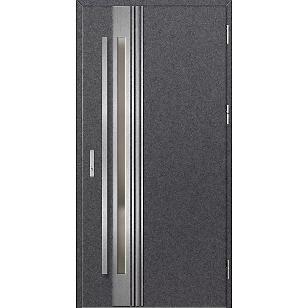 Oceľové vchodové dvere - LANGEN 5 - Hladký Antracit, Label Inox Oceľové vchodové dvere - LANGEN 5 - Hladký Antracit, Label Inox