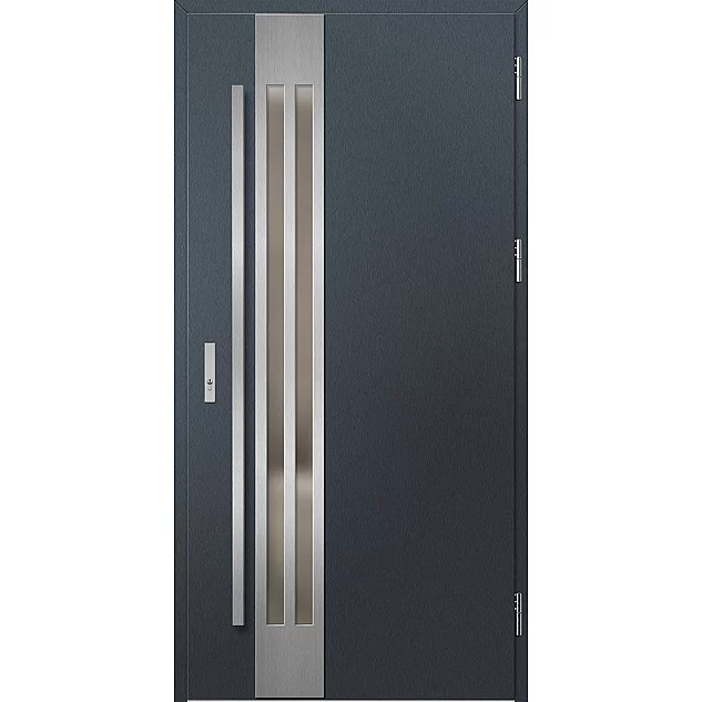 Oceľové vchodové dvere - LEIMEN 1 - Antracit Štruktúra, Label Inox Oceľové vchodové dvere ERKADO - LEIMEN 1 - Antracit Štruktúra, Label Inox