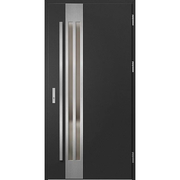 Oceľové vchodové dvere - LEIMEN 1 - Čierna, Label Inox Oceľové vchodové dvere ERKADO - LEIMEN 1 - Čierna, Label Inox
