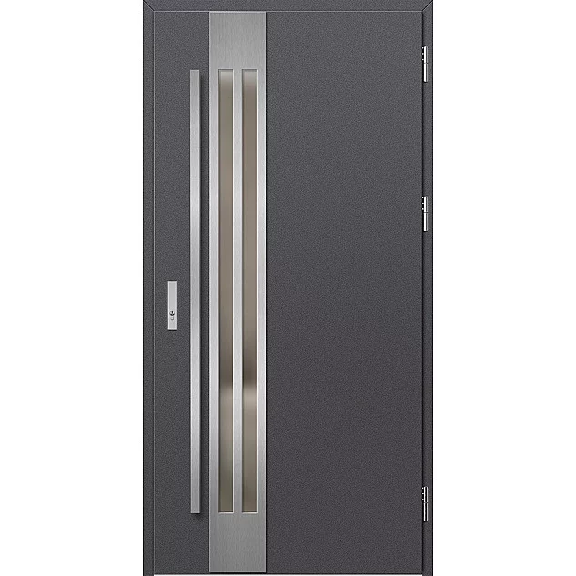 Oceľové vchodové dvere - LEIMEN 1 - Hladký Antracit, Label Inox Oceľové vchodové dvere ERKADO - LEIMEN 1 - Hladký Antracit, Label Inox