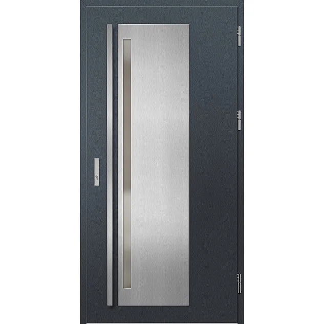 Oceľové vchodové dvere - LINDEN 1 - Antracit Štruktúra, Label Inox Oceľové vchodové dvere ERKADO - LINDEN 1 - Antracit Štruktúra, Label Inox