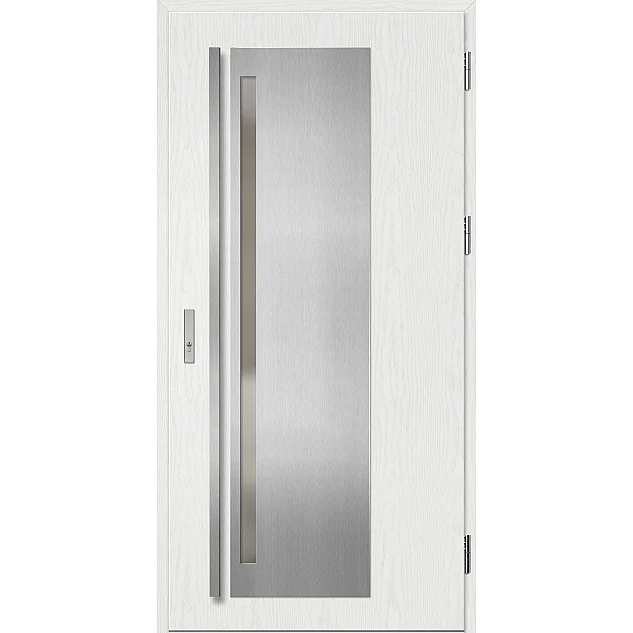 Oceľové vchodové dvere - LINDEN 1 - Borovica Biela, Label Inox Oceľové vchodové dvere ERKADO - LINDEN 1 - Borovica Biela, Label Inox
