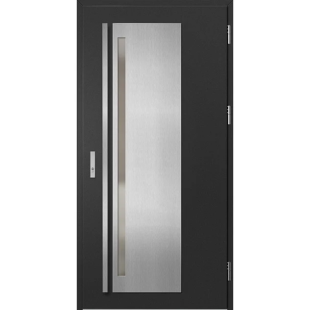 Oceľové vchodové dvere - LINDEN 1 - Čierna, Label Inox Oceľové vchodové dvere ERKADO - LINDEN 1 - Čierna, Label Inox