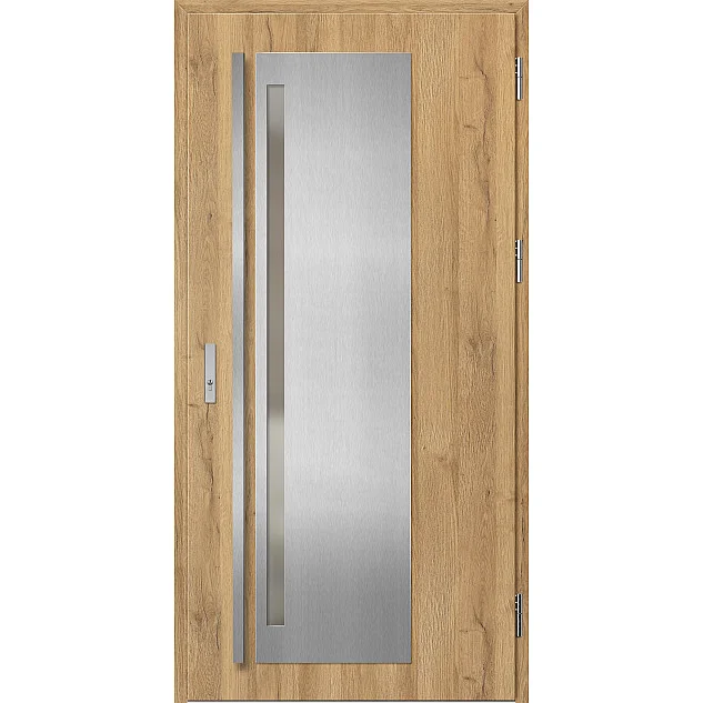 Oceľové vchodové dvere - LINDEN 1 - Dub Natur, Label Inox Oceľové vchodové dvere ERKADO - LINDEN 1 - Dub Natur, Label Inox