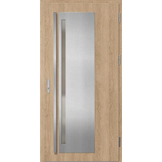 Oceľové vchodové dvere - LINDEN 1 - Surový Dub, Label Inox Oceľové vchodové dvere ERKADO - LINDEN 1 - Surový Dub, Label Inox