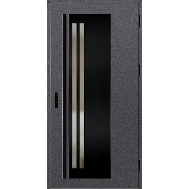 Oceľové vchodové dvere - LINDEN 2 - Hladký Antracit, Label Black Oceľové vchodové dvere ERKADO - LINDEN 2 - Hladký Antracit, Label Black