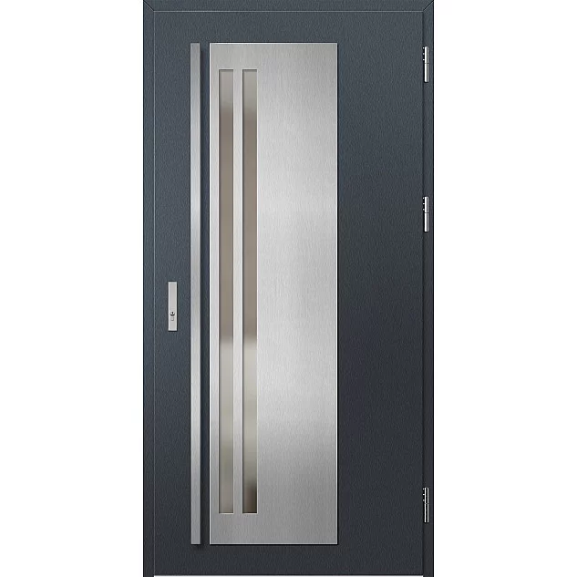Oceľové vchodové dvere - LINDEN 2 - Antracit Štruktúra, Label Inox Oceľové vchodové dvere ERKADO - LINDEN 2 - Antracit Štruktúra, Label Inox