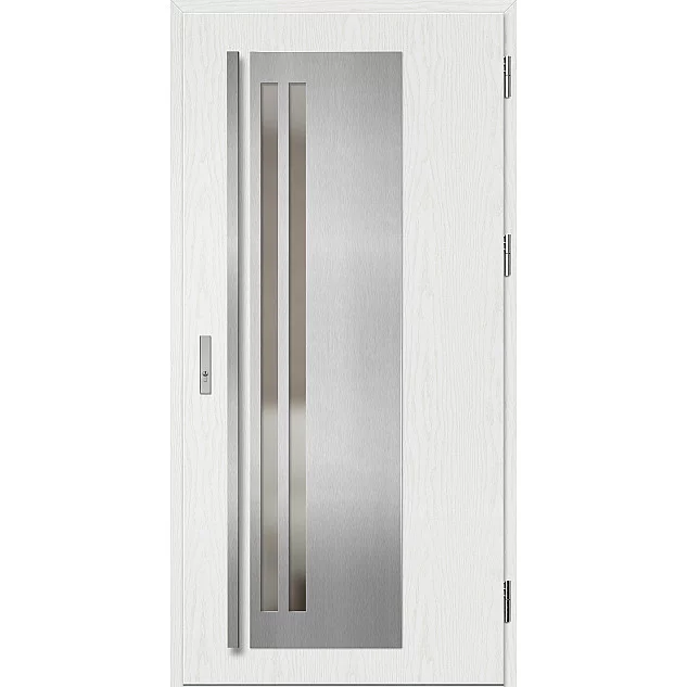 Oceľové vchodové dvere - LINDEN 2 - Borovica Biela, Label Inox Oceľové vchodové dvere ERKADO - LINDEN 2 - Borovica Biela, Label Inox