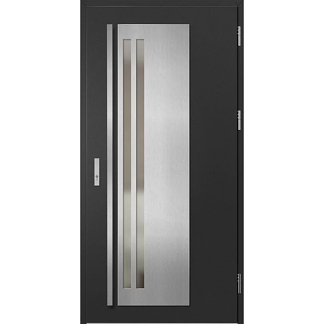Oceľové vchodové dvere - LINDEN 2 - Čierna, Label Inox Oceľové vchodové dvere ERKADO - LINDEN 2 - Čierna, Label Inox
