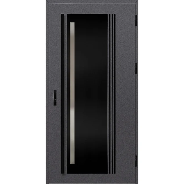 Oceľové vchodové dvere - LINDEN 4 - Hladký Antracit, Label Black Oceľové vchodové dvere ERKADO - LINDEN 4 - Hladký Antracit, Label Black