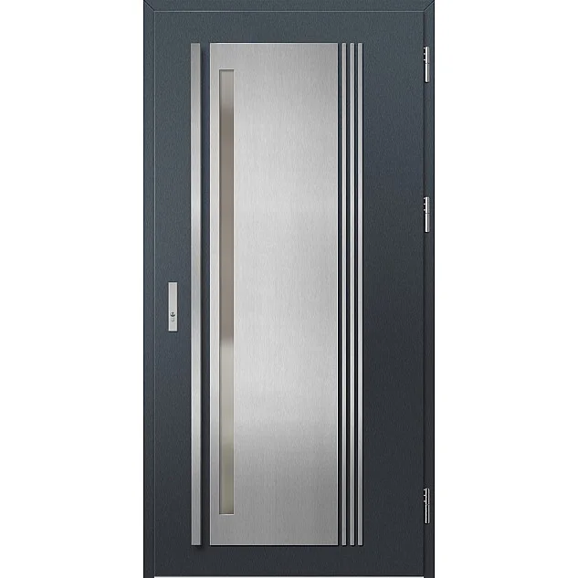 Oceľové vchodové dvere - LINDEN 4 - Antracit Štruktúra, Label Inox Oceľové vchodové dvere ERKADO - LINDEN 4 - Antracit Štruktúra, Label Inox