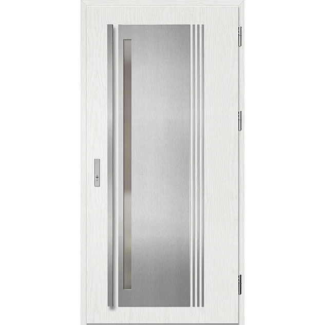 Oceľové vchodové dvere - LINDEN 4 - Borovica Biela, Label Inox Oceľové vchodové dvere ERKADO - LINDEN 4 - Borovica Biela, Label Inox