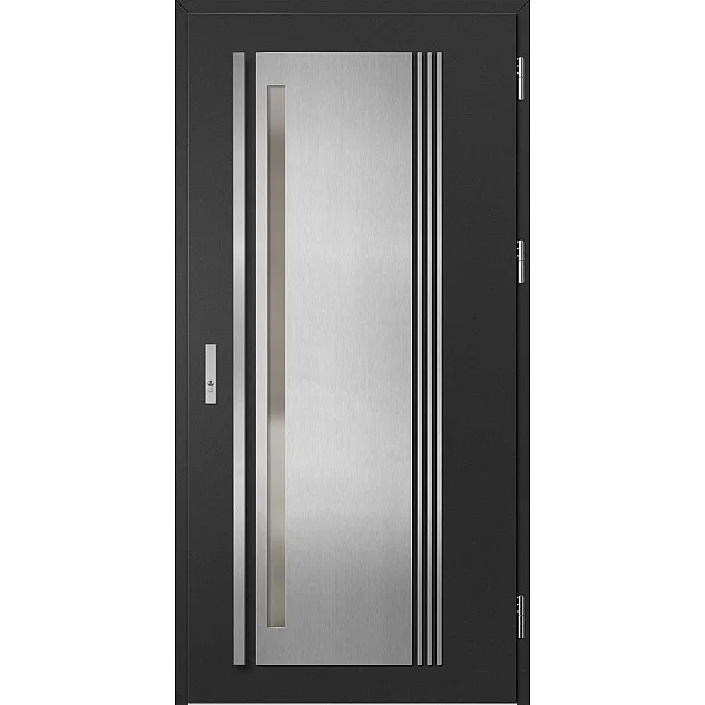 Oceľové vchodové dvere - LINDEN 4 - Čierna, Label Inox Oceľové vchodové dvere ERKADO - LINDEN 4 - Čierna, Label Inox