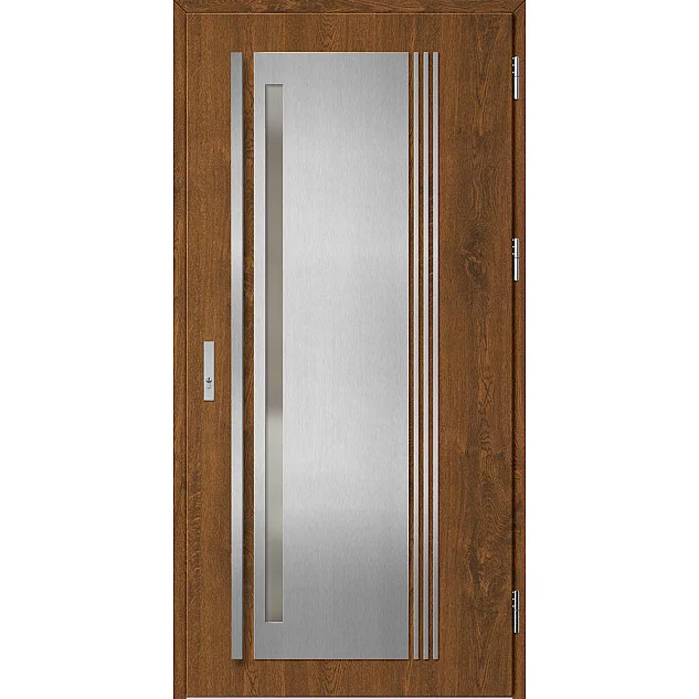 Oceľové vchodové dvere - LINDEN 4 - Orech, Label Inox Oceľové vchodové dvere ERKADO - LINDEN 4 - Orech, Label Inox