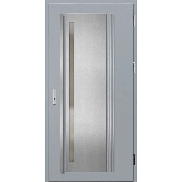 Oceľové vchodové dvere - LINDEN 4 - Sivá, Label Inox Oceľové vchodové dvere ERKADO - LINDEN 4 - Sivá, Label Inox
