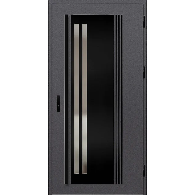 Oceľové vchodové dvere - LINDEN 5 - Hladký Antracit, Label Black Oceľové vchodové dvere ERKADO - LINDEN 5 - Hladký Antracit, Label Black