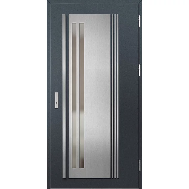 Oceľové vchodové dvere - LINDEN 5 - Antracit Štruktúra, Label Inox Oceľové vchodové dvere ERKADO - LINDEN 5 - Antracit Štruktúra, Label Inox