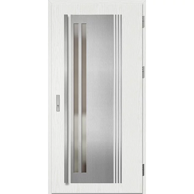 Oceľové vchodové dvere - LINDEN 5 - Borovica Biela, Label Inox Oceľové vchodové dvere ERKADO - LINDEN 5 - Borovica Biela, Label Inox