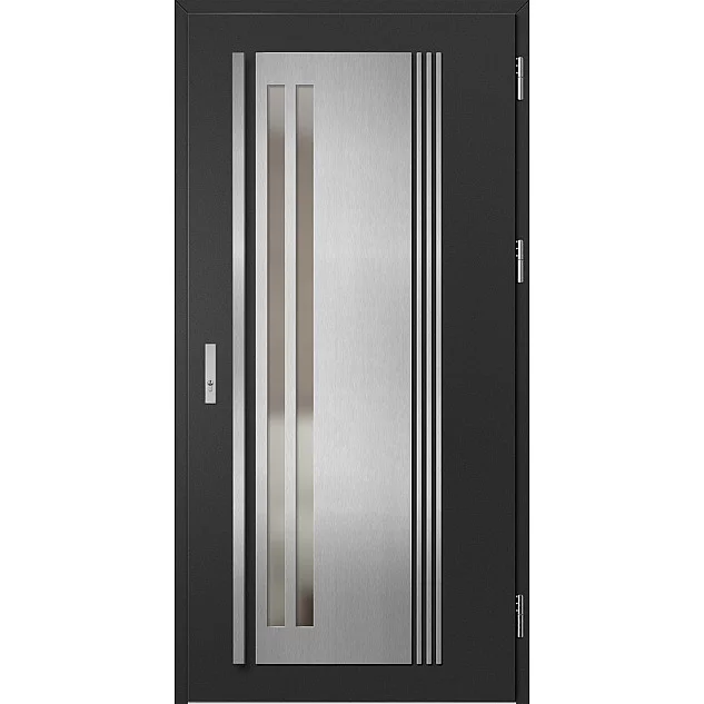 Oceľové vchodové dvere - LINDEN 5 - Čierna, Label Inox Oceľové vchodové dvere ERKADO - LINDEN 5 - Čierna, Label Inox