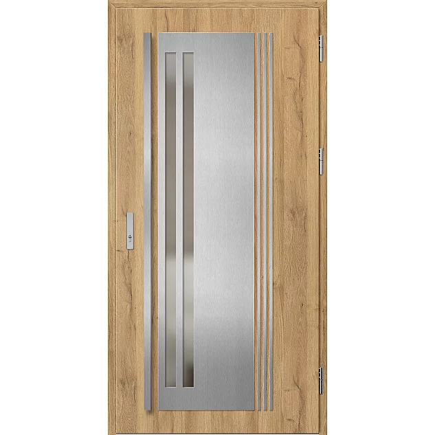 Oceľové vchodové dvere - LINDEN 5 - Dub Natur, Label Inox Oceľové vchodové dvere ERKADO - LINDEN 5 - Dub Natur, Label Inox