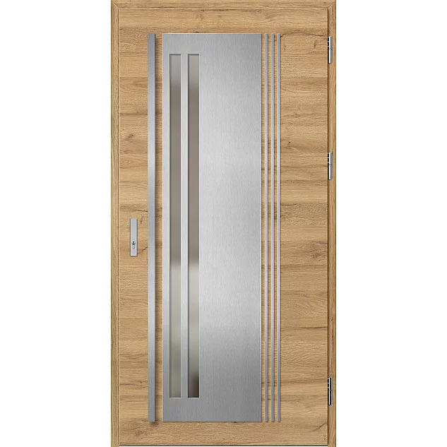 Oceľové vchodové dvere - LINDEN 5 - Dub Natur Priečny, Label Inox Oceľové vchodové dvere ERKADO - LINDEN 5 - Dub Natur Priečny, Label Inox