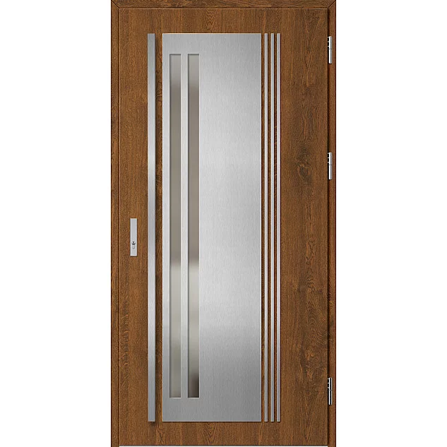 Oceľové vchodové dvere - LINDEN 5 - Orech, Label Inox Oceľové vchodové dvere ERKADO - LINDEN 5 - Orech, Label Inox