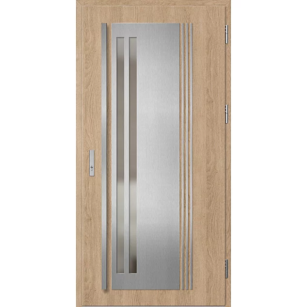 Oceľové vchodové dvere - LINDEN 5 - Surový Dub, Label Inox Oceľové vchodové dvere ERKADO - LINDEN 5 - Surový Dub, Label Inox