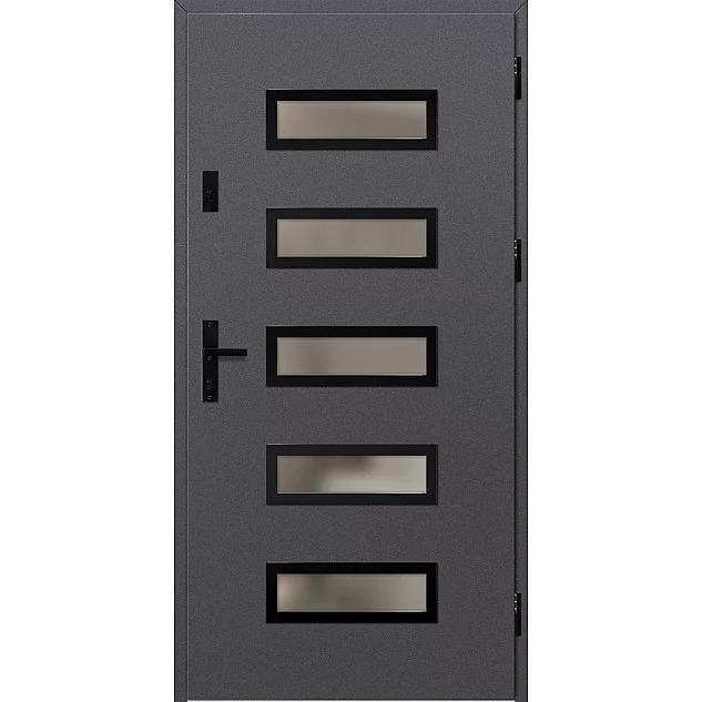 Oceľové vchodové dvere - RODING 1 - Hladký Antracit, Label Black Oceľové vchodové dvere ERKADO - RODING 1 - Hladký Antracit, Label Black