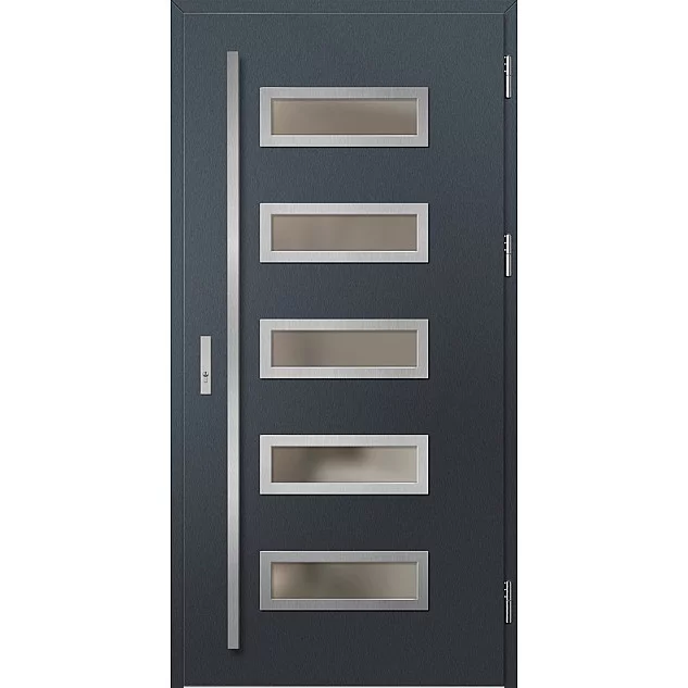 Oceľové vchodové dvere - RODING 1 - Antracit Štruktúra, Label Inox Oceľové vchodové dvere ERKADO - RODING 1 - Antracit Štruktúra, Label Inox