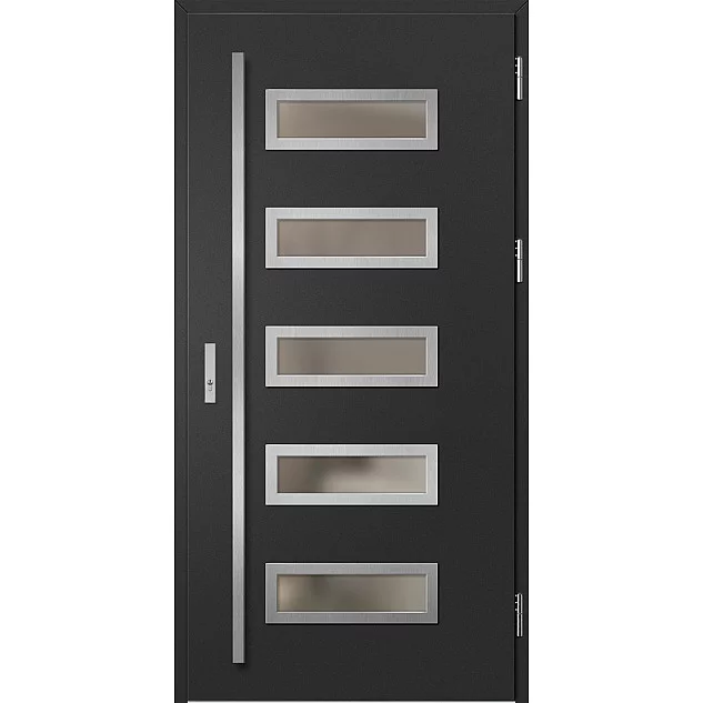 Oceľové vchodové dvere - RODING 1 - Čierna, Label Inox Oceľové vchodové dvere ERKADO - RODING 1 - Čierna, Label Inox