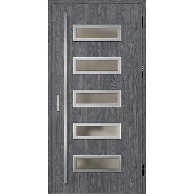 Oceľové vchodové dvere - RODING 1 - Dub Antracit, Label Inox Oceľové vchodové dvere ERKADO - RODING 1 - Dub Antracit, Label Inox