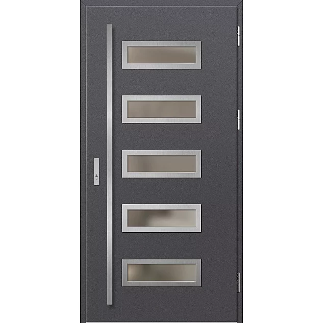Oceľové vchodové dvere - RODING 1 - Hladký Antracit, Label Inox Oceľové vchodové dvere ERKADO - RODING 1 - Hladký Antracit, Label Inox