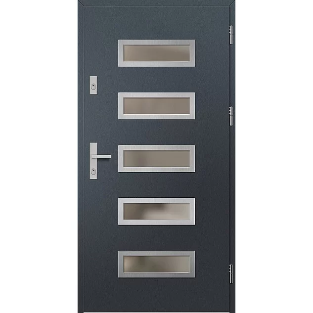 Oceľové vchodové dvere - RODING 1 - Antracit Štruktúra, Label Inox Oceľové vchodové dvere ERKADO - RODING 1 - Antracit Štruktúra, Label Inox