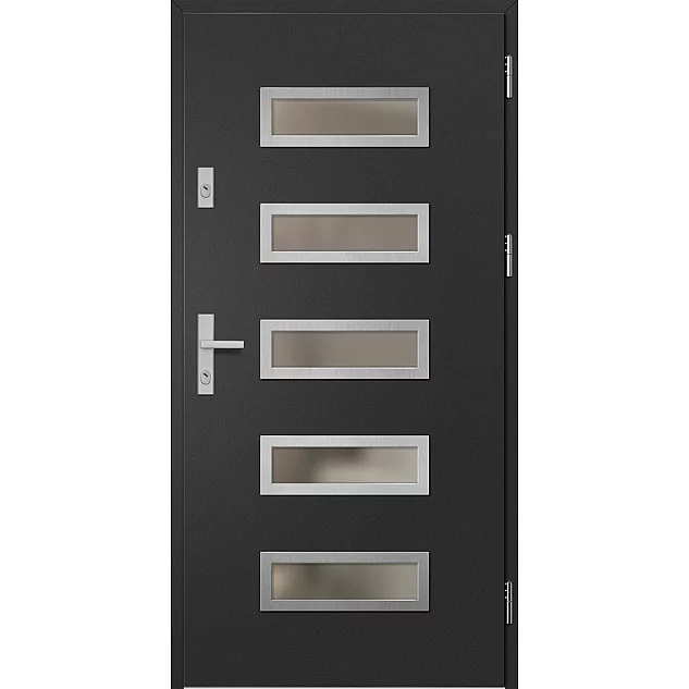 Oceľové vchodové dvere - RODING 1 - Čierna, Label Inox Oceľové vchodové dvere ERKADO - RODING 1 - Čierna, Label Inox