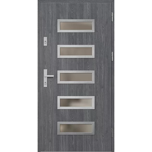 Oceľové vchodové dvere - RODING 1 - Dub Antracit, Label Inox Oceľové vchodové dvere ERKADO - RODING 1 - Dub Antracit, Label Inox