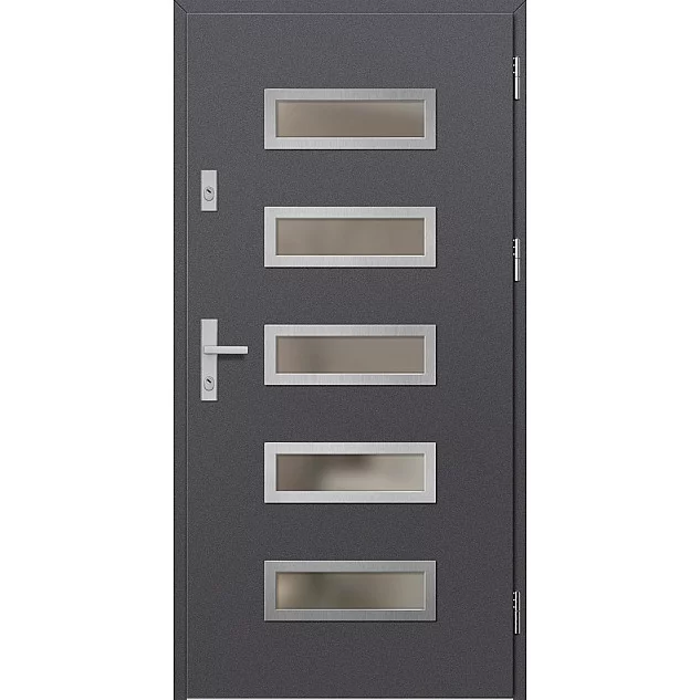 Oceľové vchodové dvere - RODING 1 - Hladký Antracit, Label Inox Oceľové vchodové dvere ERKADO - RODING 1 - Hladký Antracit, Label Inox