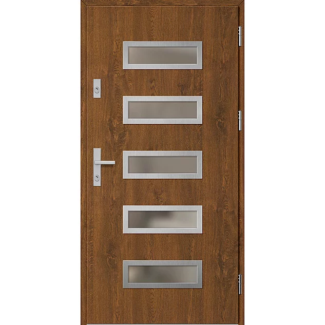 Oceľové vchodové dvere - RODING 1 - Orech, Label Inox Oceľové vchodové dvere ERKADO - RODING 1 - Orech, Label Inox